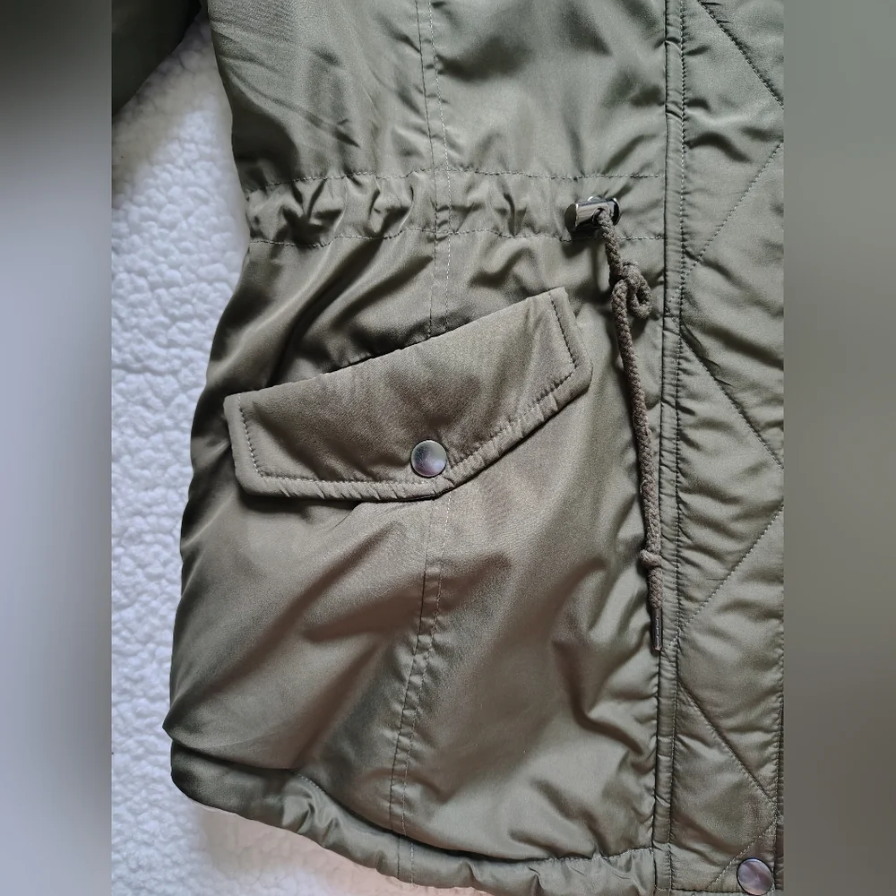 Sebby Women's Medium Reversible Green Anorak Hooded Jacket w/ Sherpa Lining - Picture 6 of 16